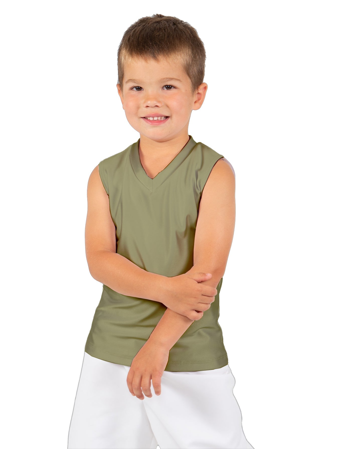 Solid Lycra Sleeveless Vneck Boys Tank