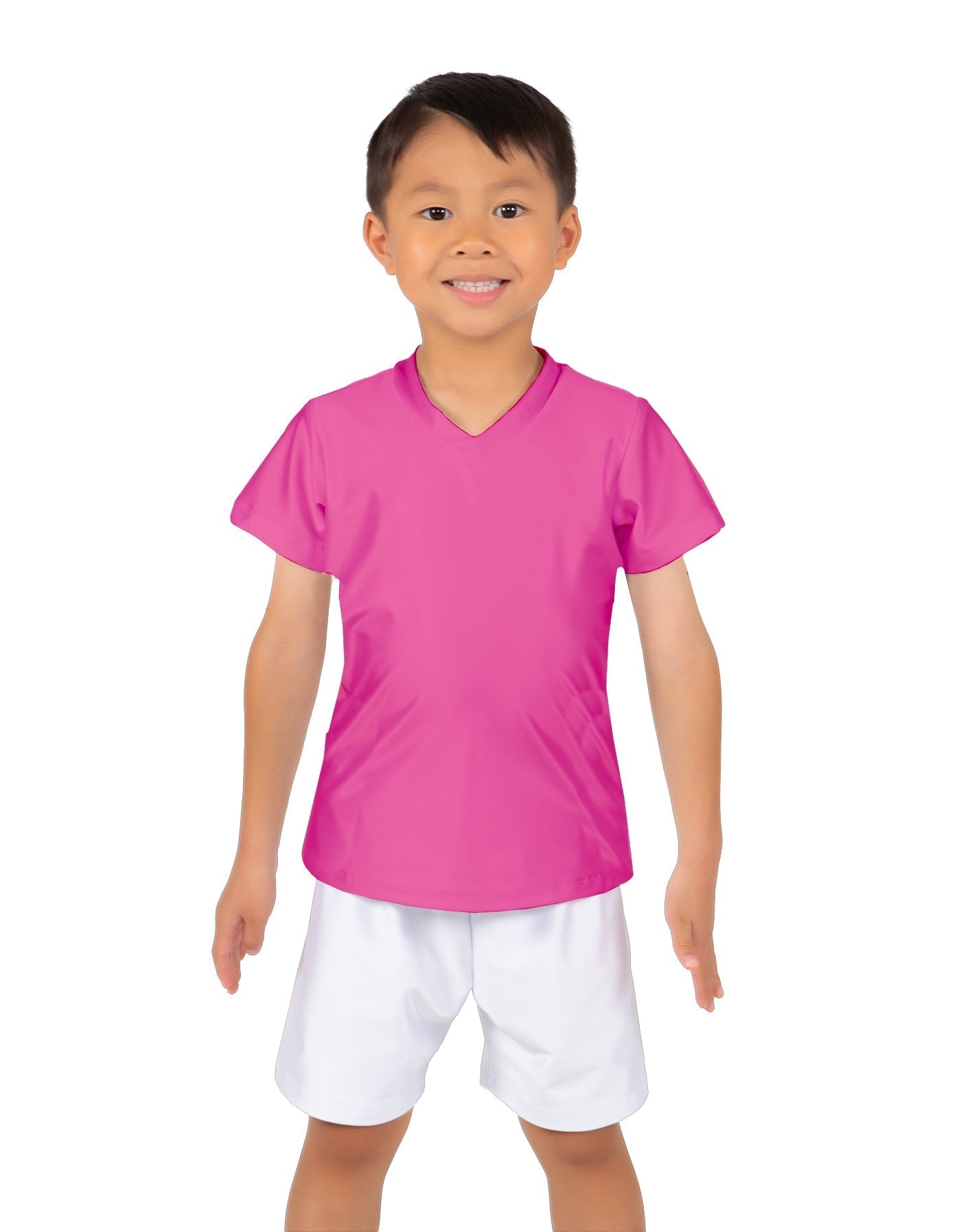 Solid Lycra Boys V-Neck T-Shirt