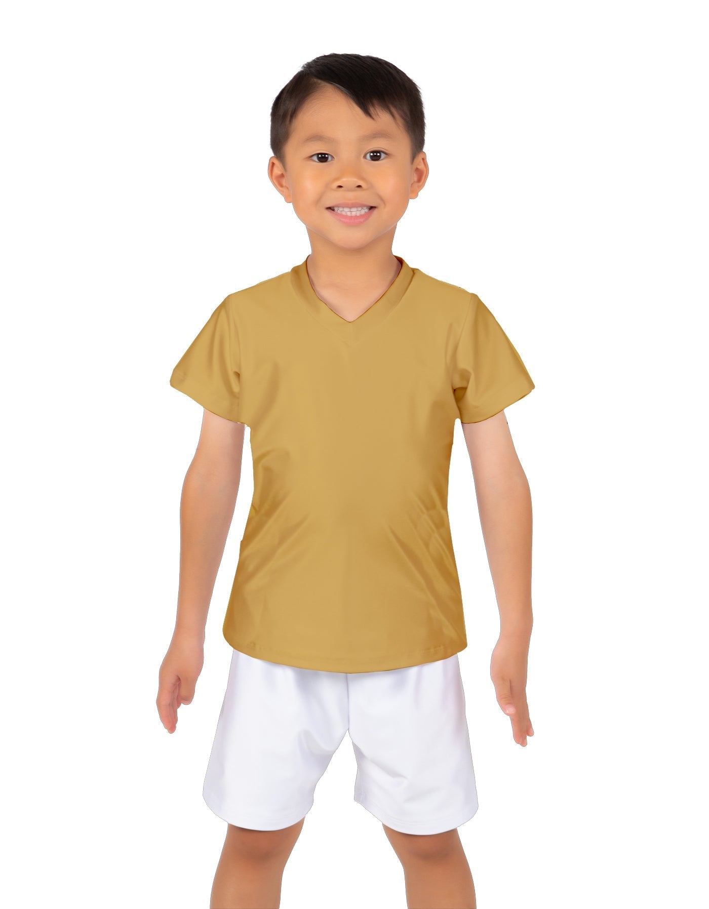 Solid Lycra Boys V-Neck T-Shirt