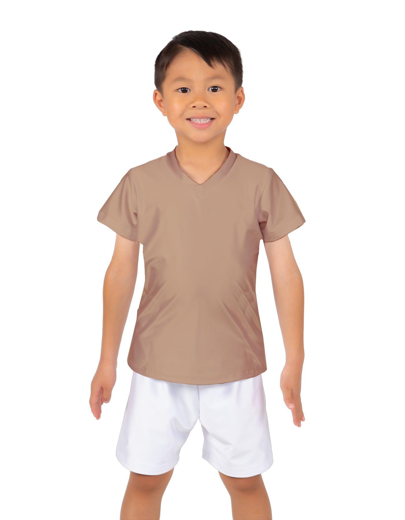 Solid Lycra Boys V-Neck T-Shirt