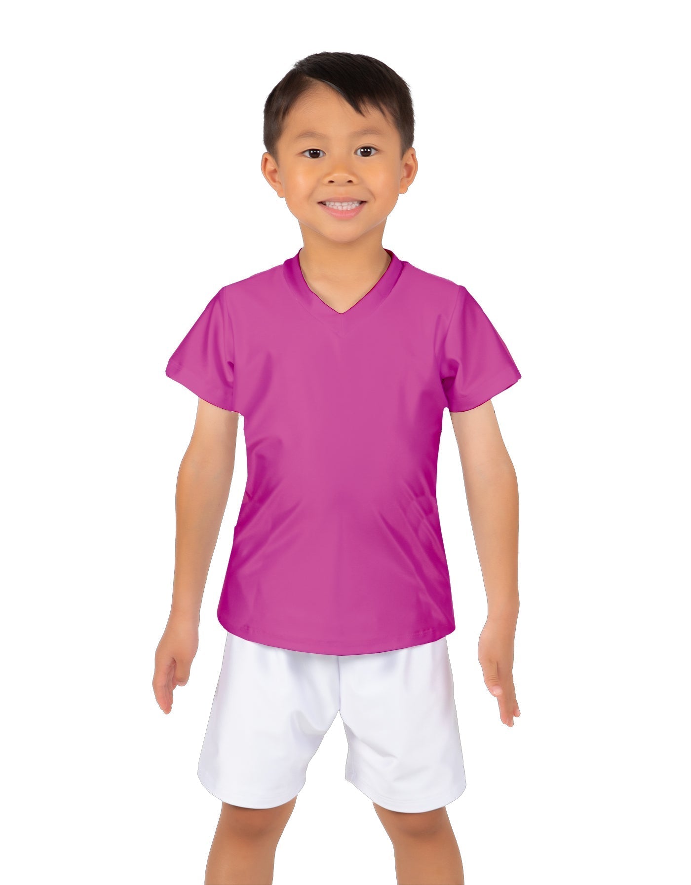 Solid Lycra Boys V-Neck T-Shirt