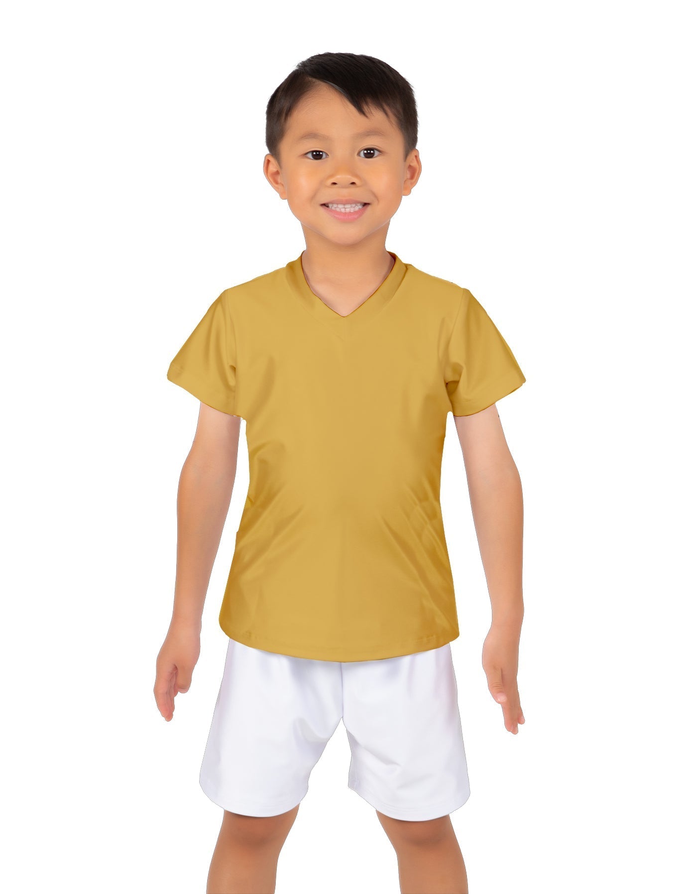 Solid Lycra Boys V-Neck T-Shirt