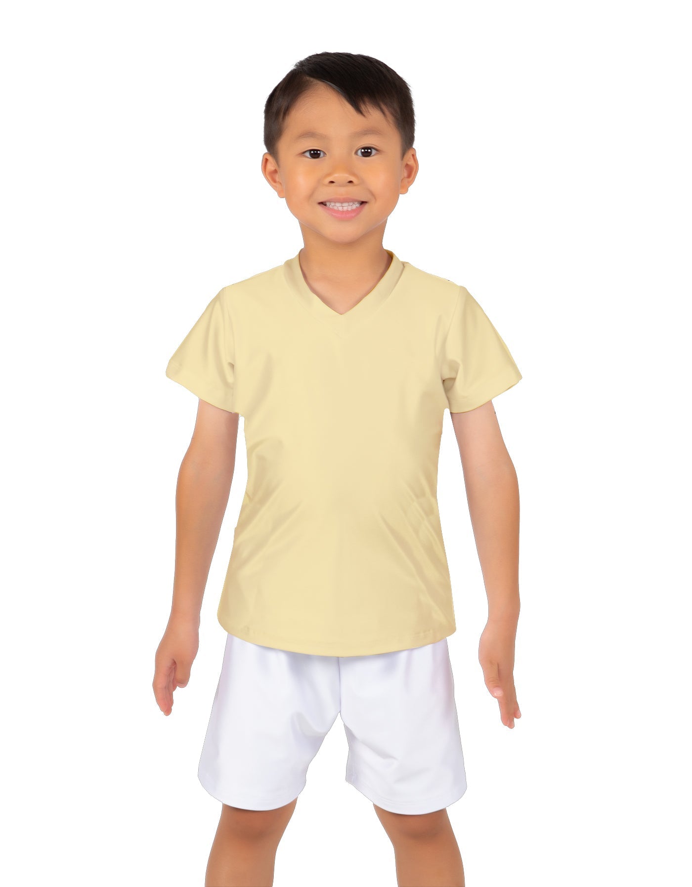 Solid Lycra Boys V-Neck T-Shirt