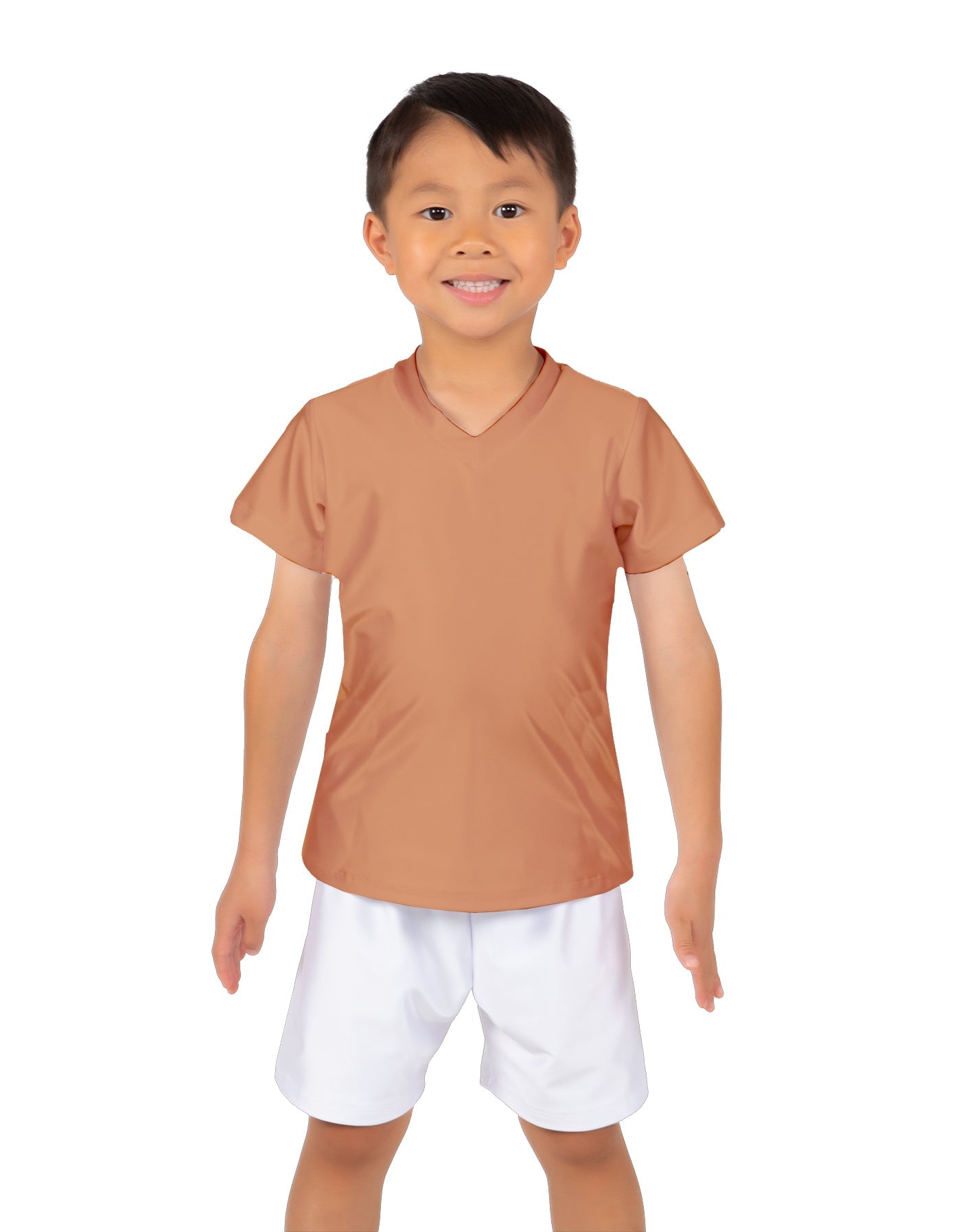 Solid Lycra Boys V-Neck T-Shirt