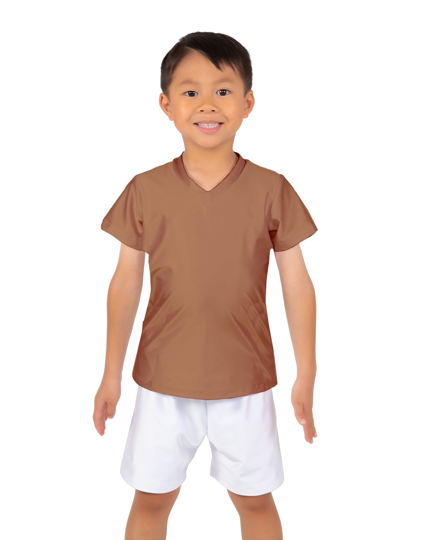 Solid Lycra Boys V-Neck T-Shirt