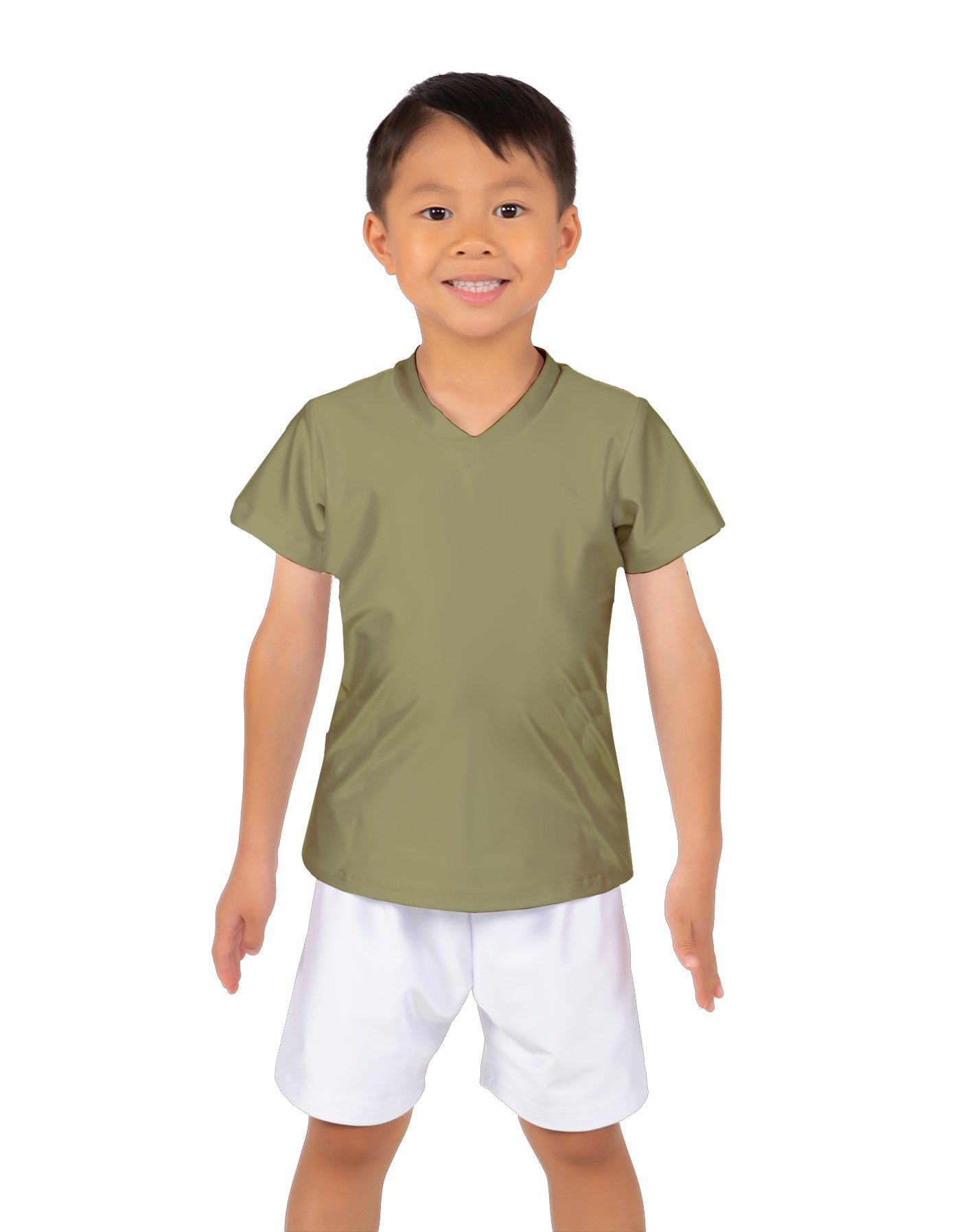Solid Lycra Boys V-Neck T-Shirt