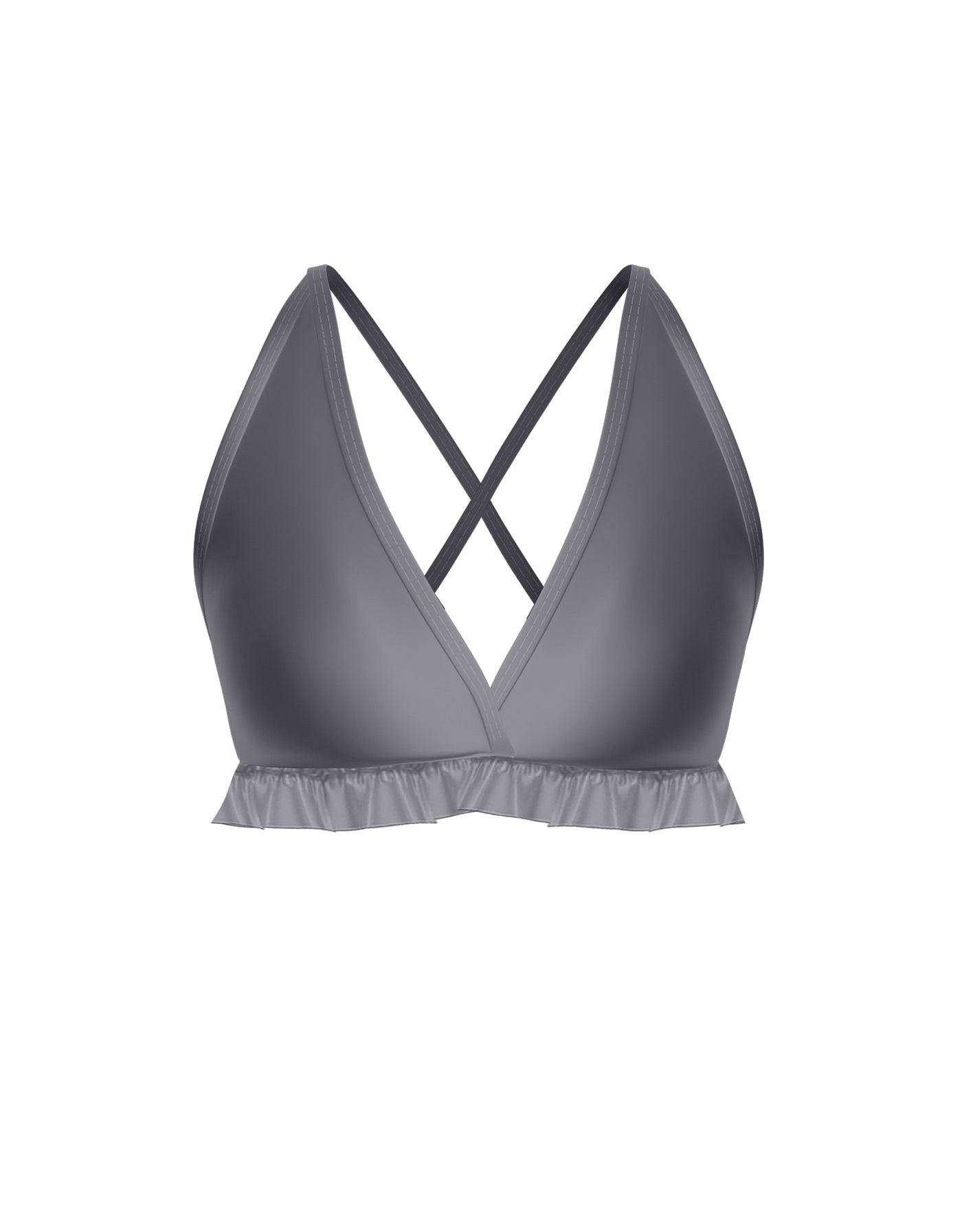 Solid Lycra V Bra with Ruffles
