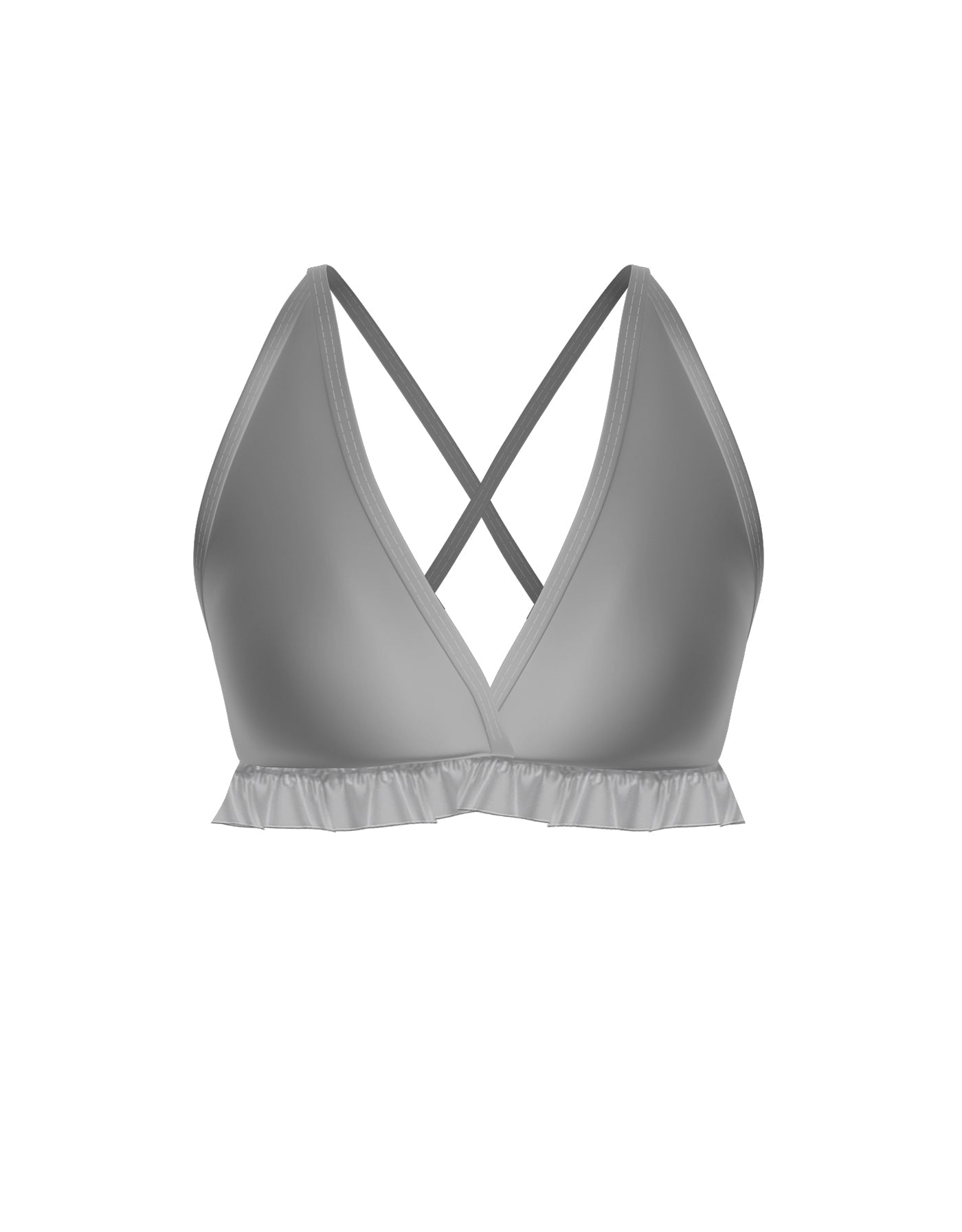 Solid Lycra V Bra with Ruffles