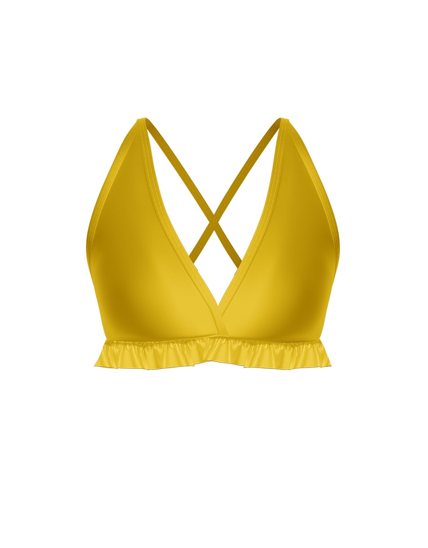 Solid Lycra V Bra with Ruffles