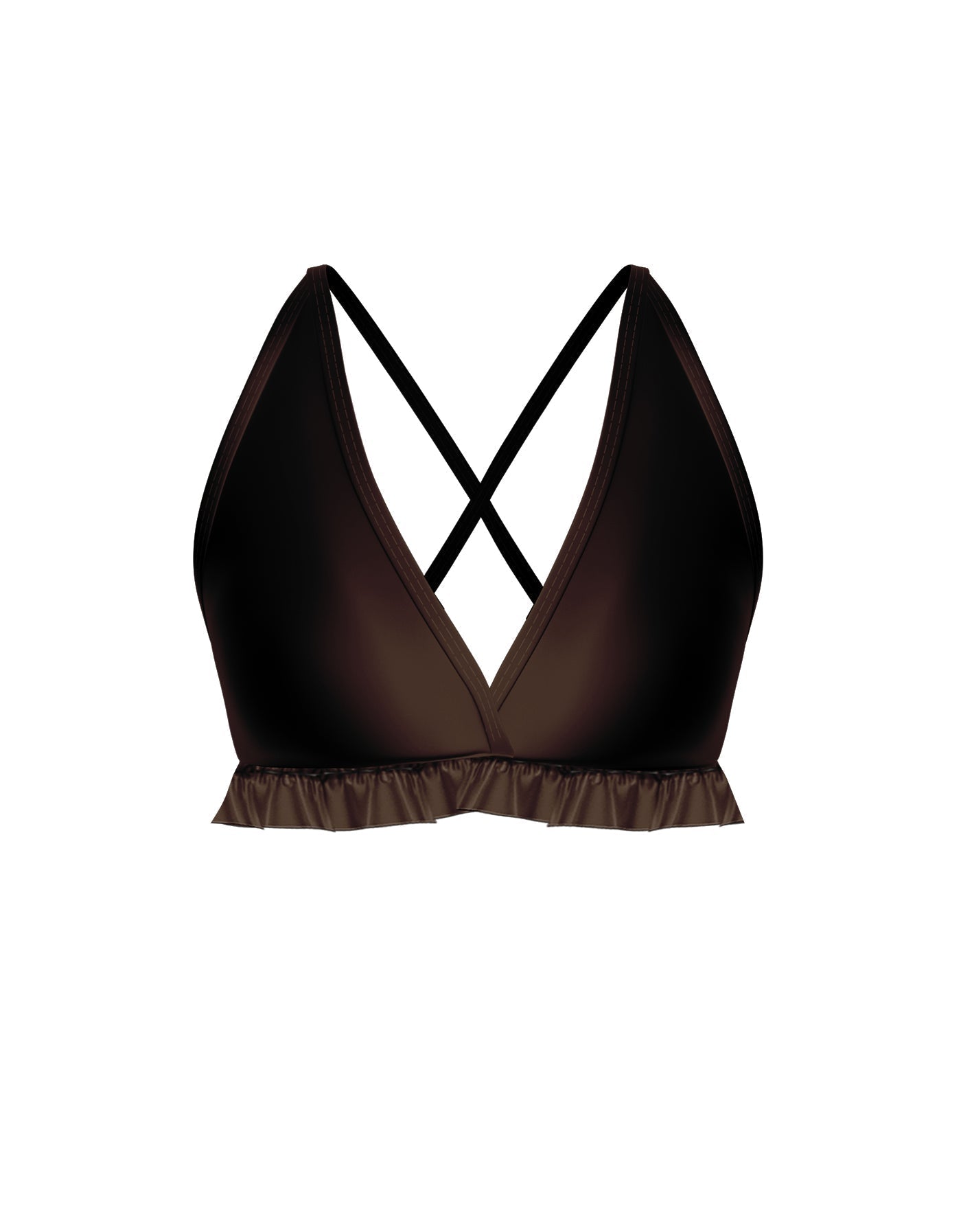 Solid Lycra V Bra with Ruffles