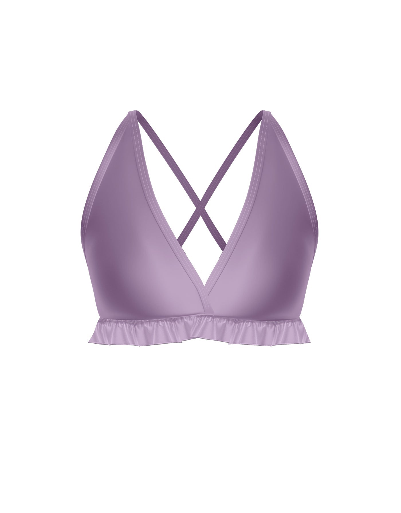 Solid Lycra V Bra with Ruffles