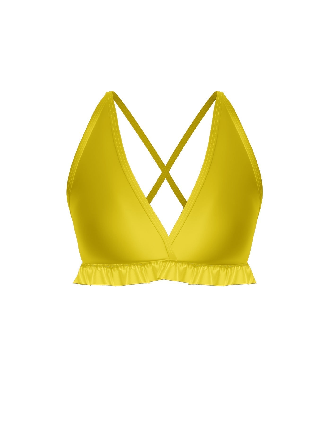 Solid Lycra V Bra with Ruffles