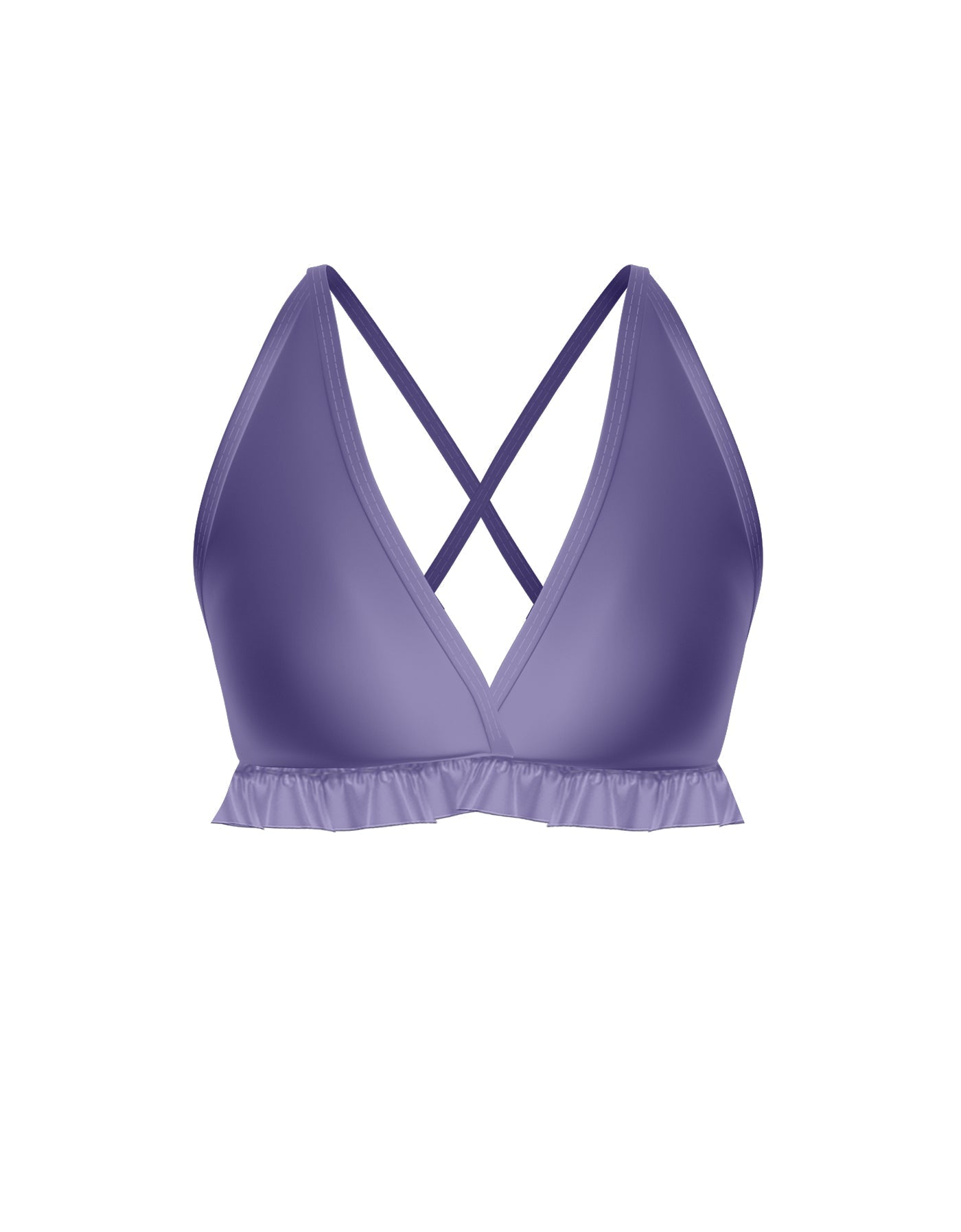 Solid Lycra V Bra with Ruffles