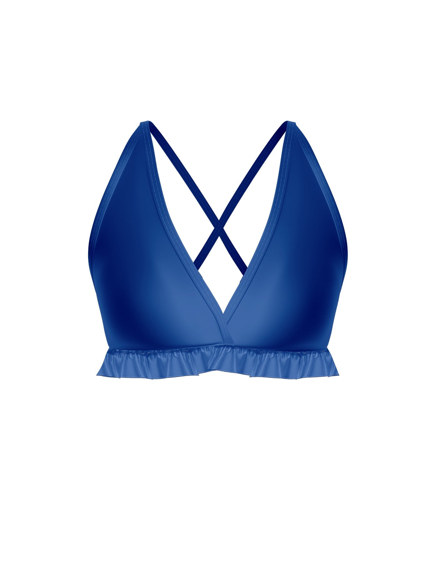 Solid Lycra V Bra with Ruffles