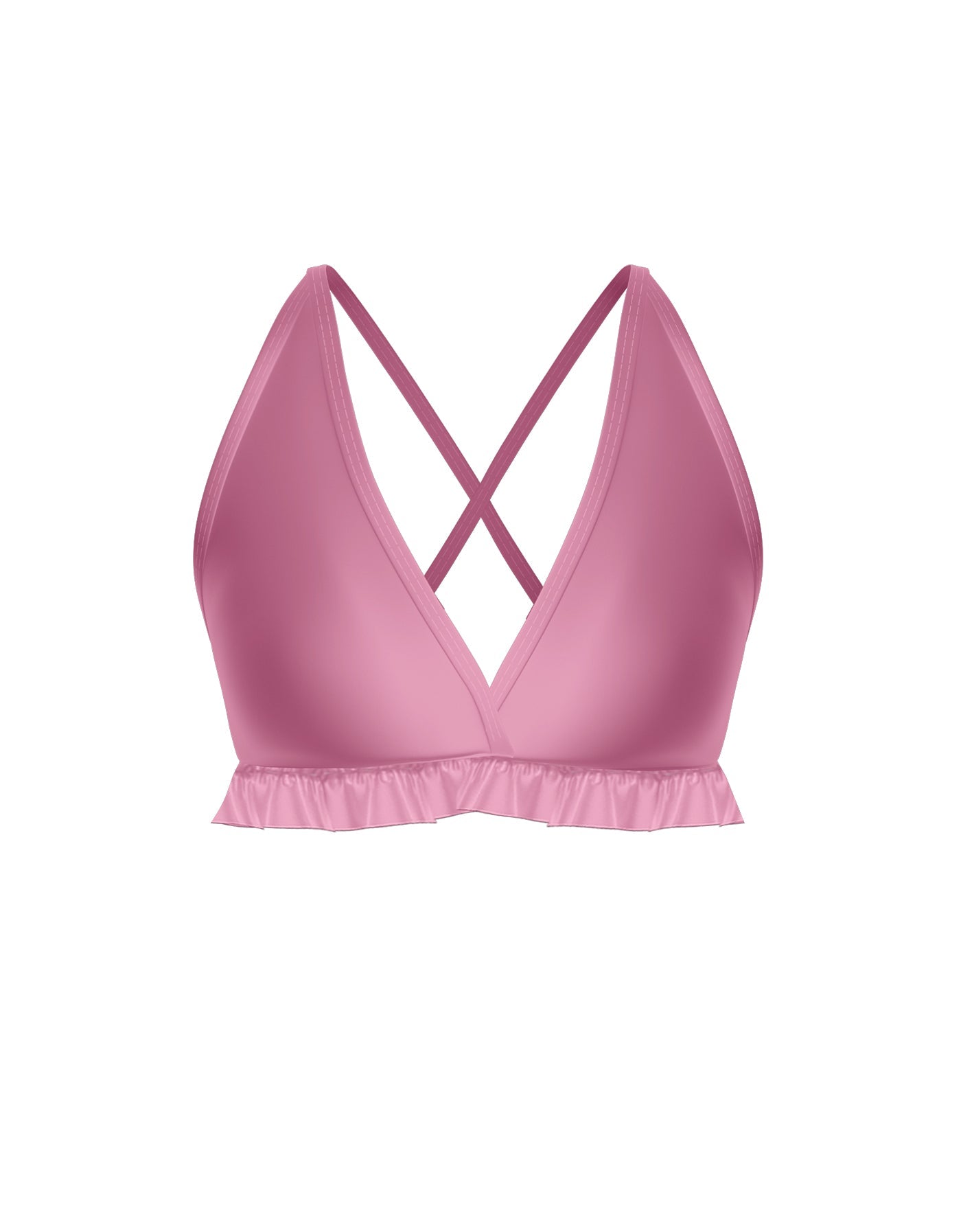 Solid Lycra V Bra with Ruffles