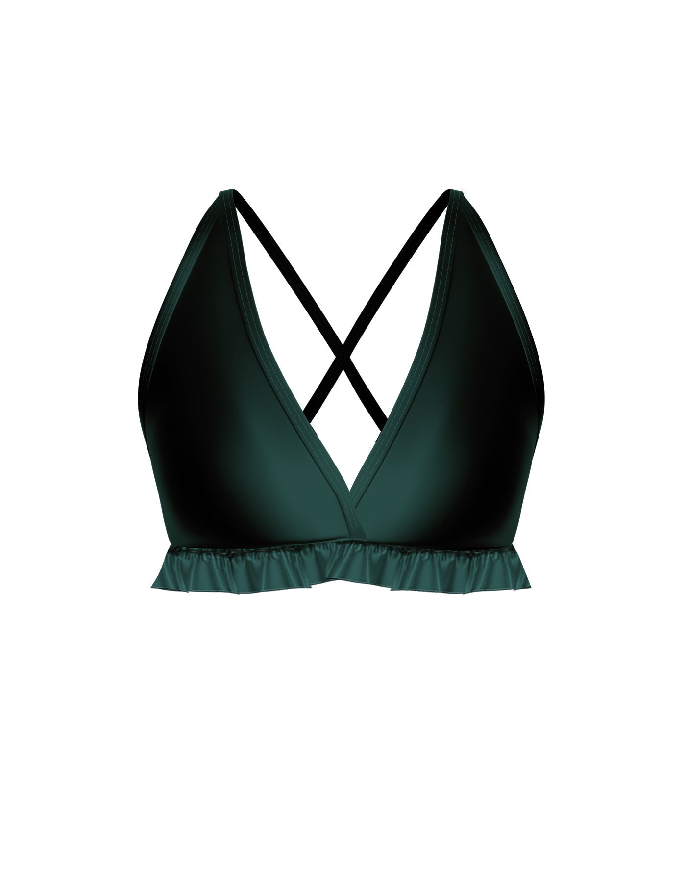Solid Lycra V Bra with Ruffles