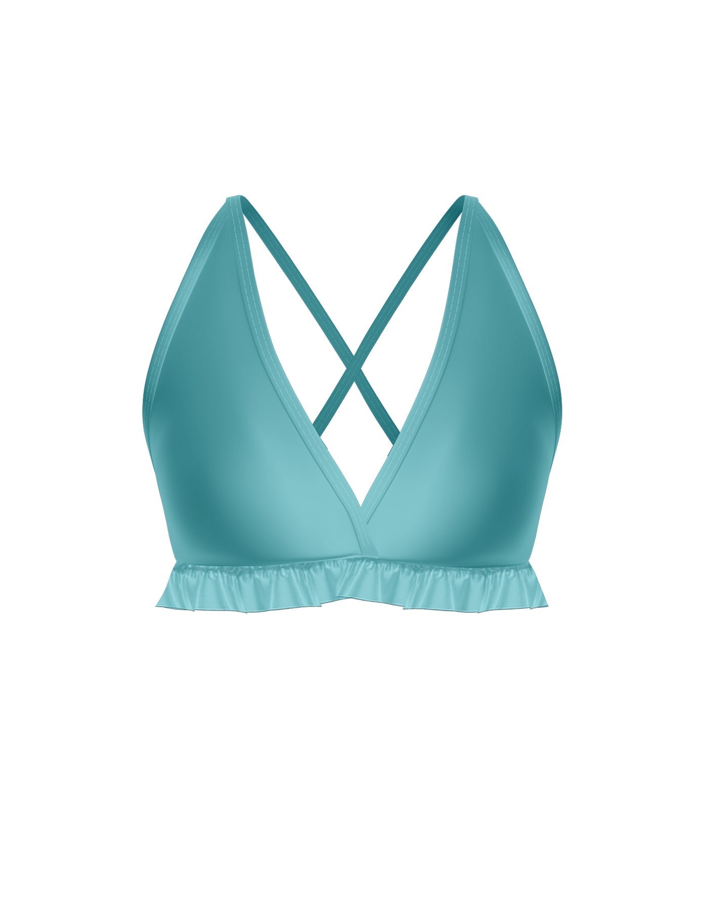 Solid Lycra V Bra with Ruffles