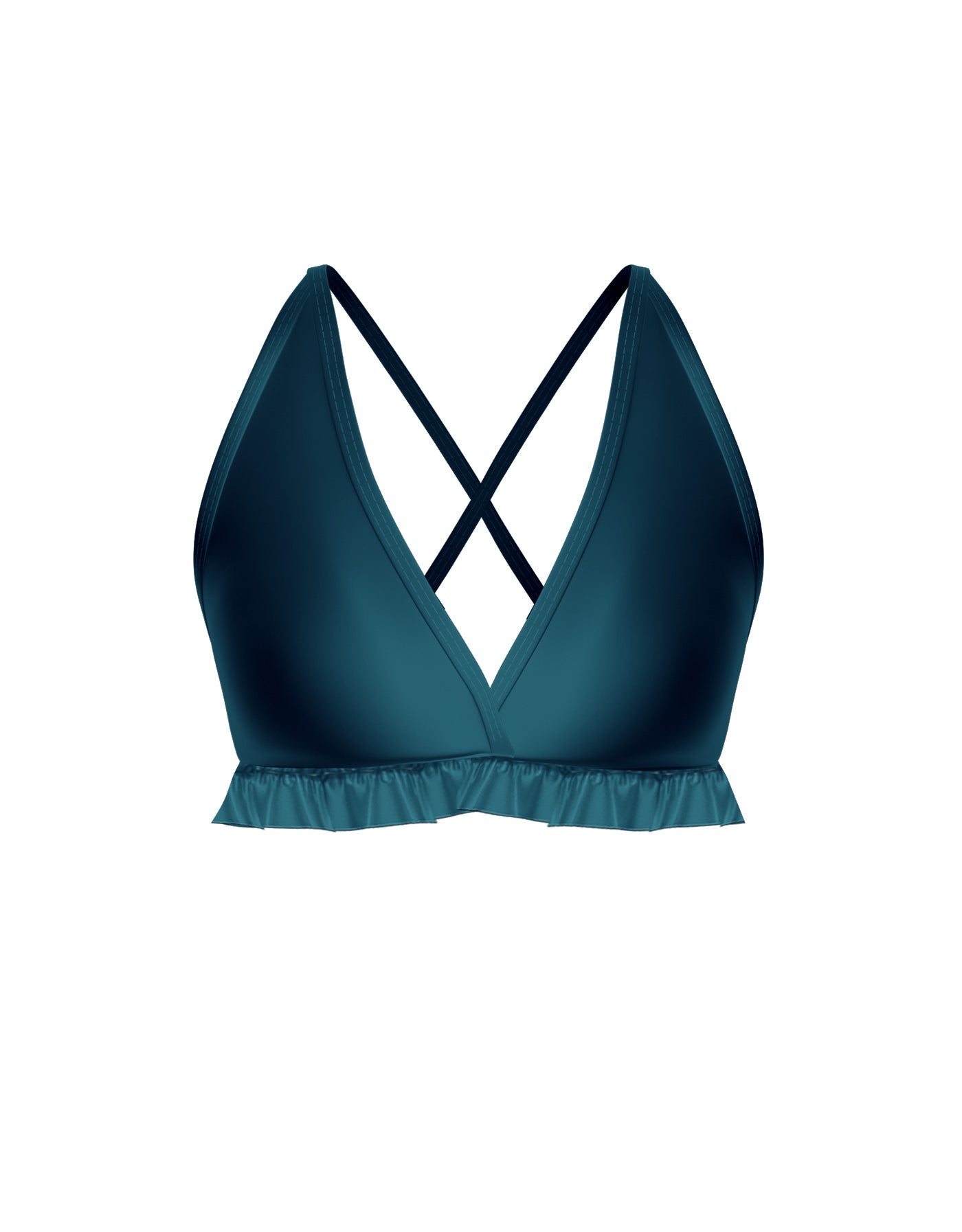 Solid Lycra V Bra with Ruffles