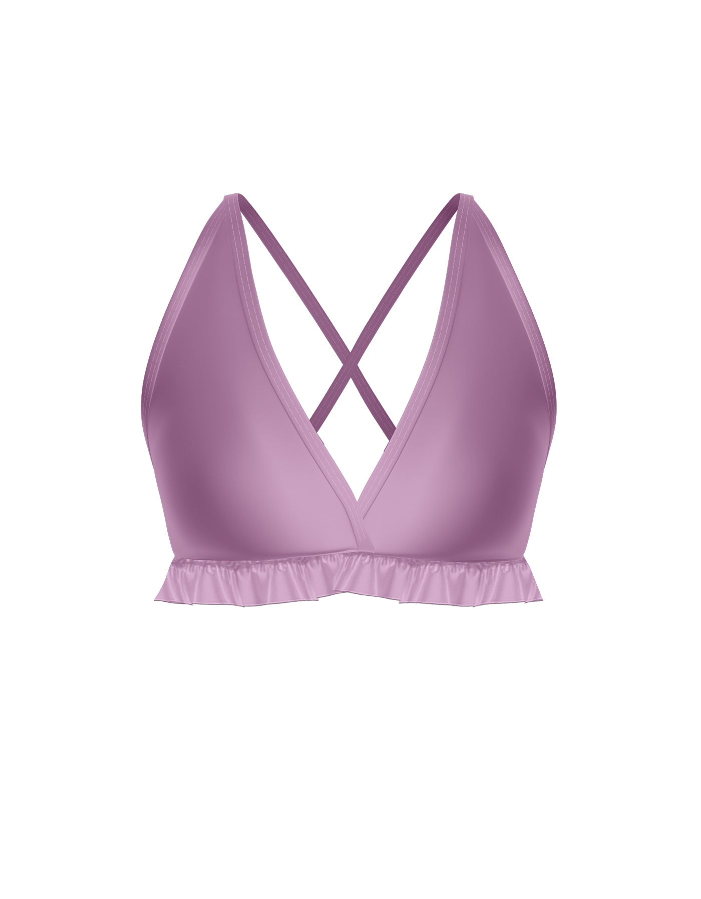 Solid Lycra V Bra with Ruffles