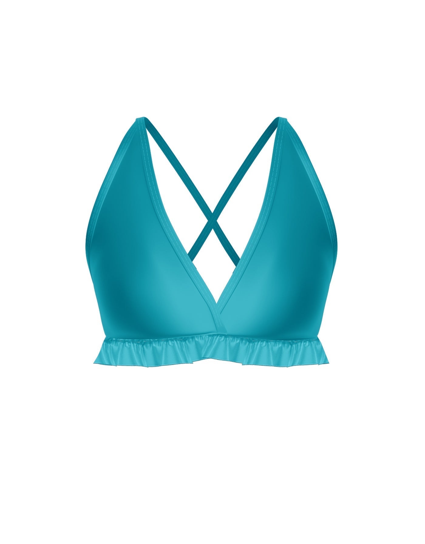 Solid Lycra V Bra with Ruffles