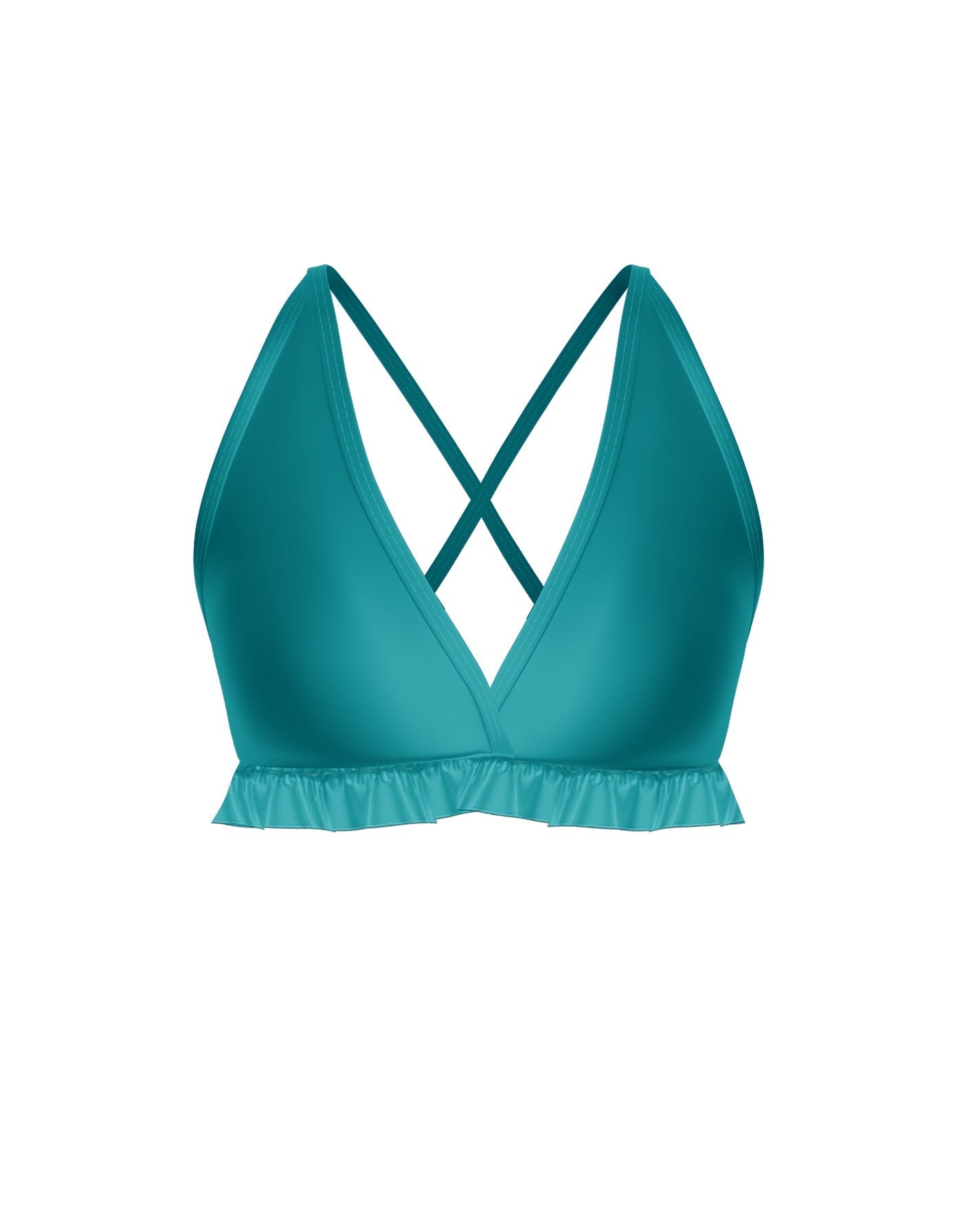Solid Lycra V Bra with Ruffles