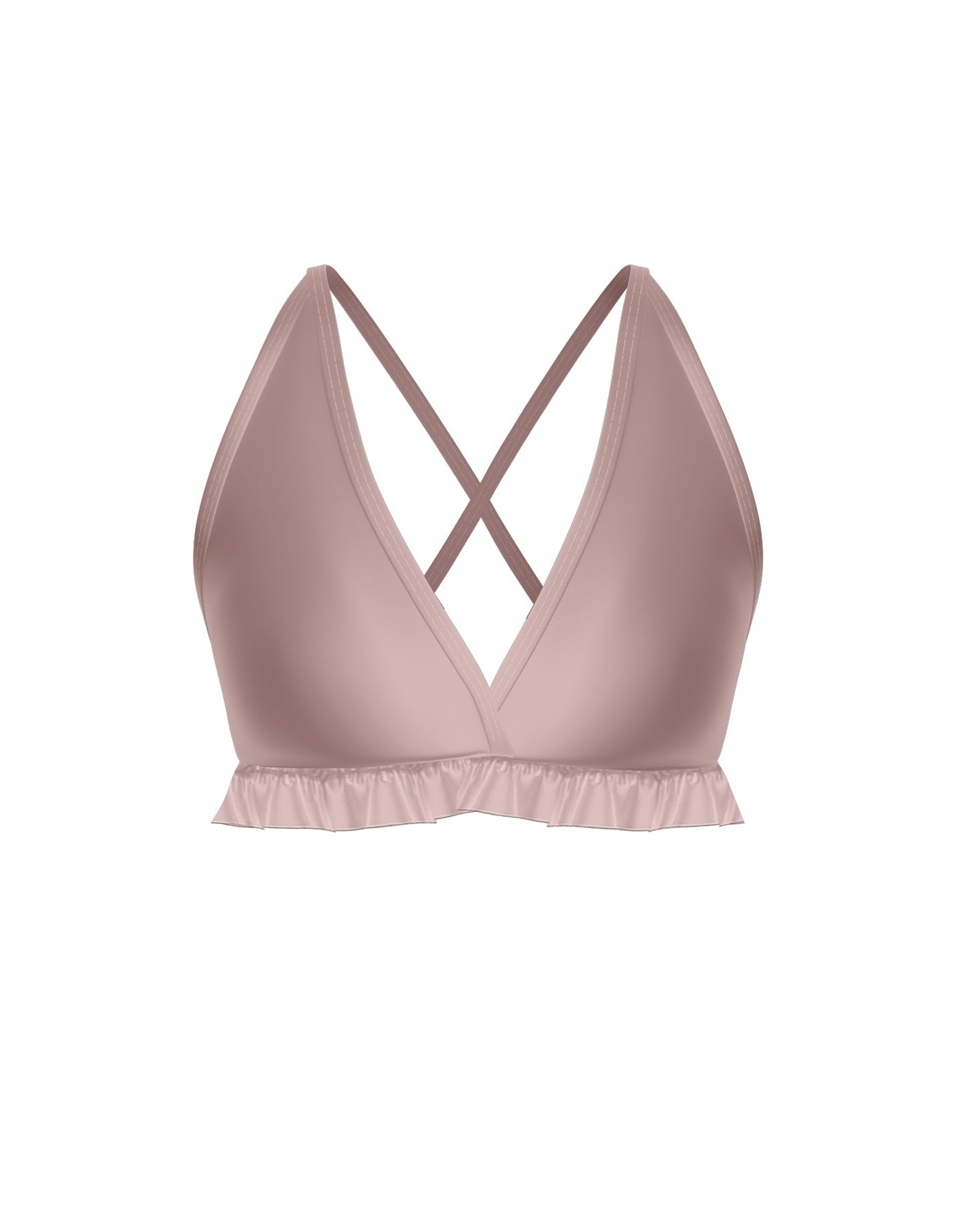 Solid Lycra V Bra with Ruffles