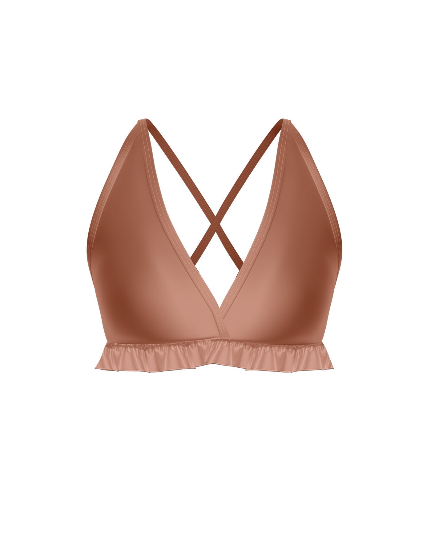 Solid Lycra V Bra with Ruffles