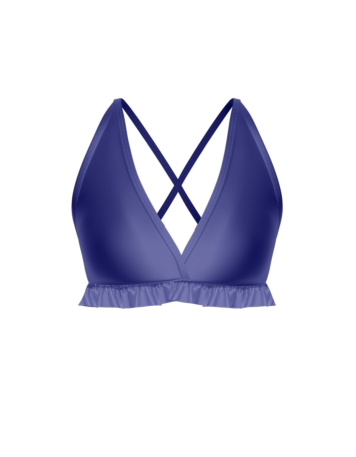 Solid Lycra V Bra with Ruffles