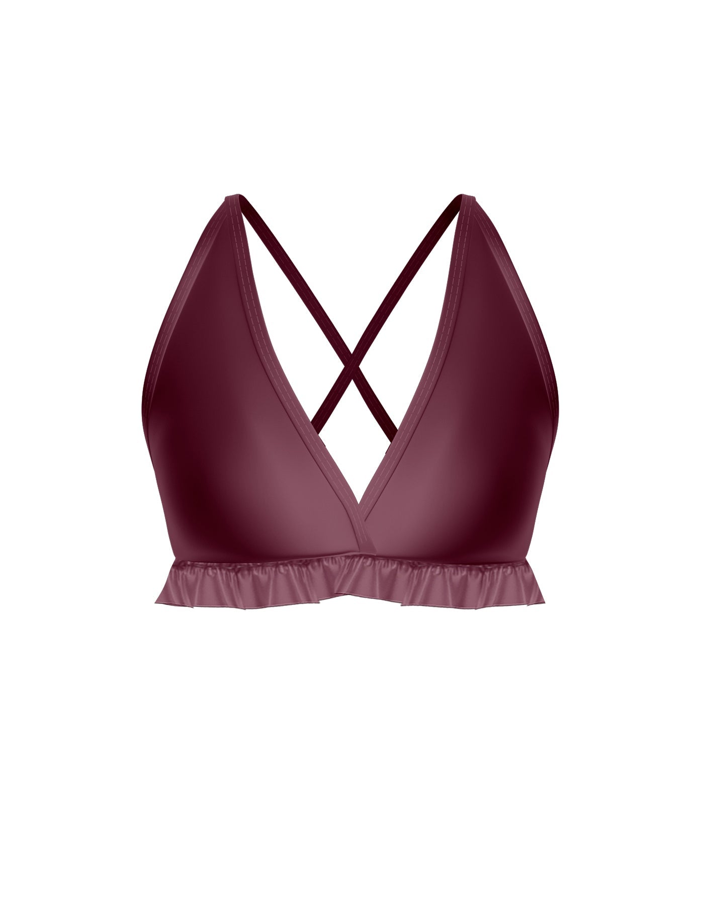 Solid Lycra V Bra with Ruffles