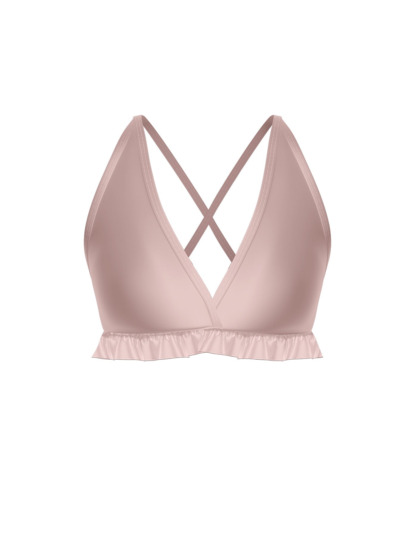 Solid Lycra V Bra with Ruffles