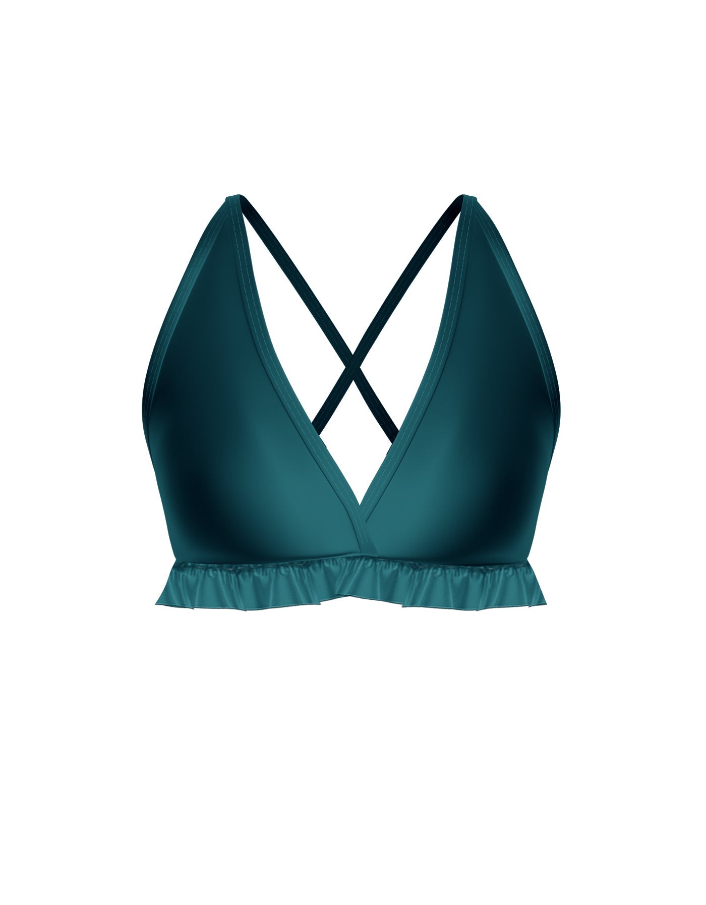 Solid Lycra V Bra with Ruffles