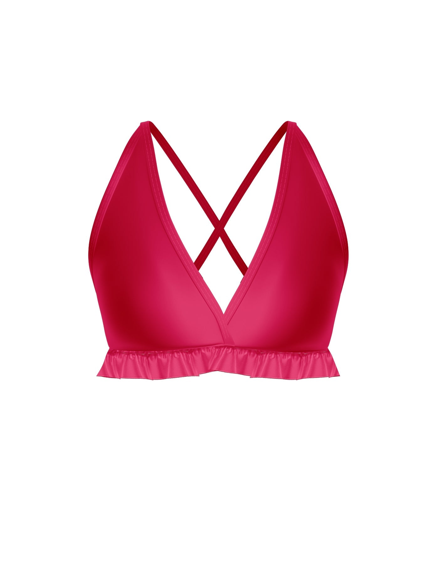 Solid Lycra V Bra with Ruffles