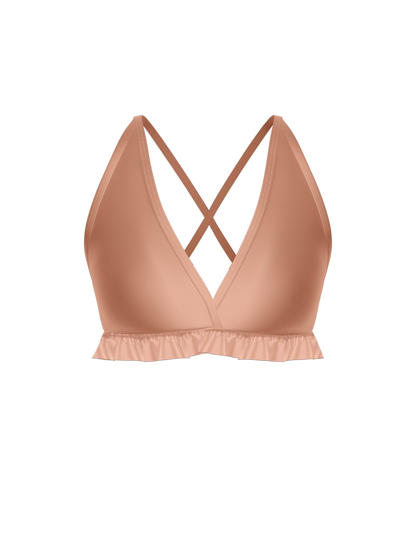Solid Lycra V Bra with Ruffles