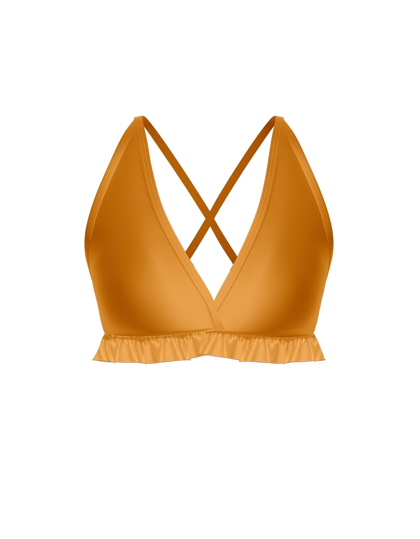 Solid Lycra V Bra with Ruffles