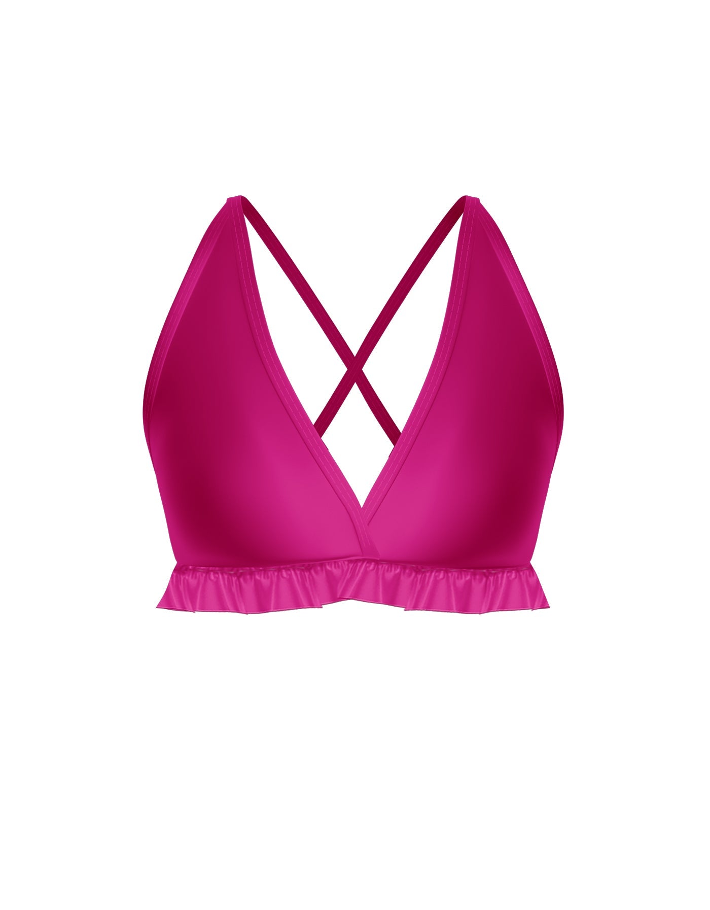 Solid Lycra V Bra with Ruffles