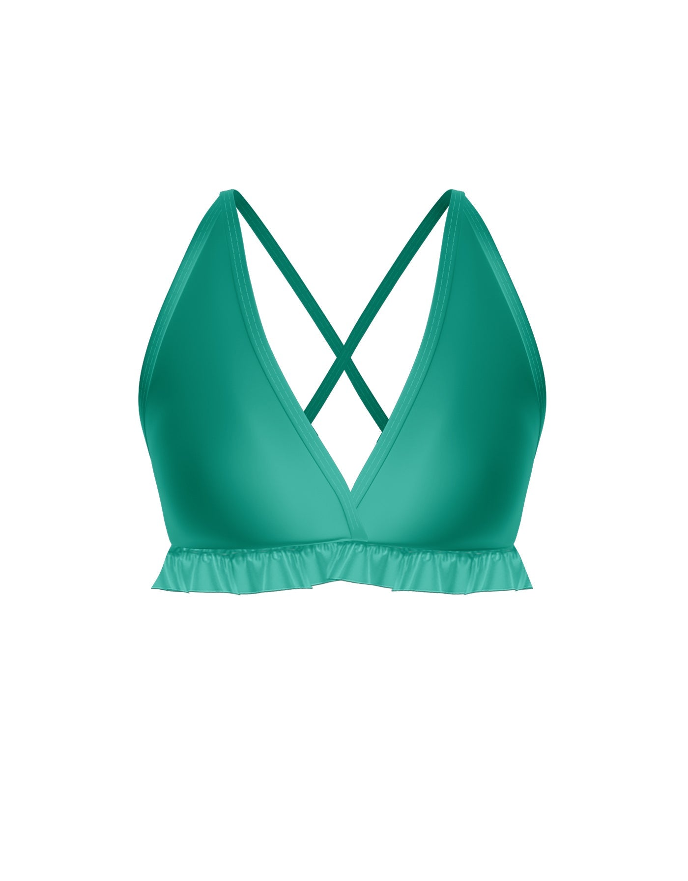 Solid Lycra V Bra with Ruffles
