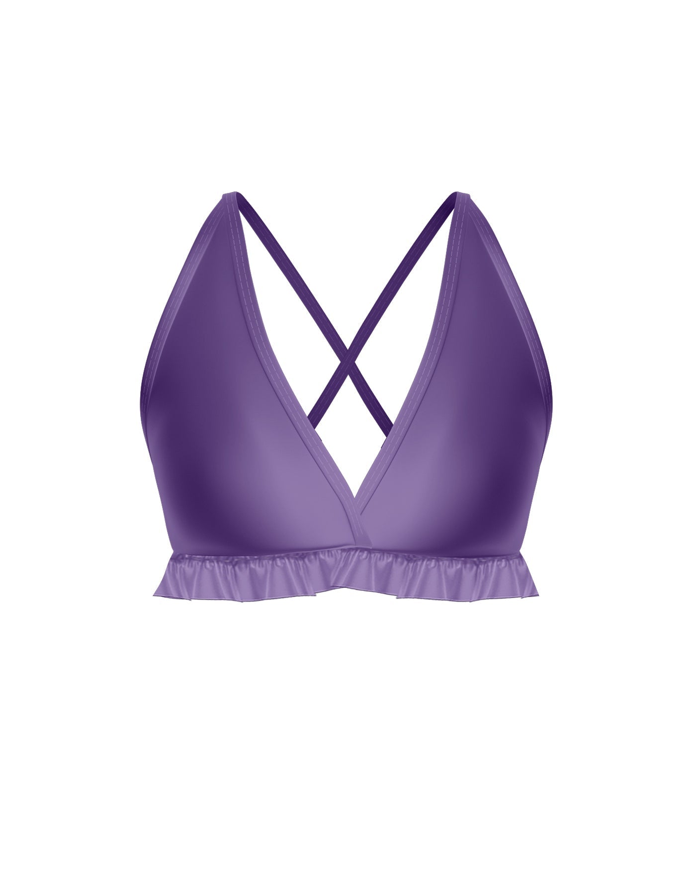 Solid Lycra V Bra with Ruffles