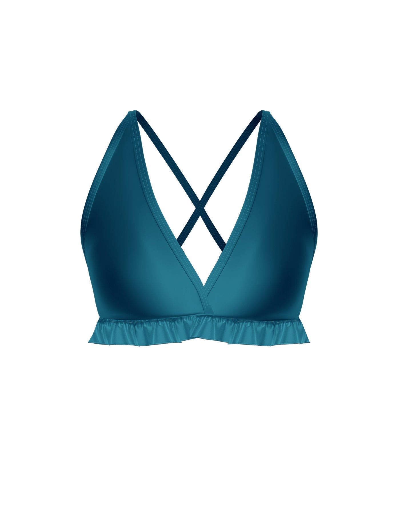 Solid Lycra V Bra with Ruffles