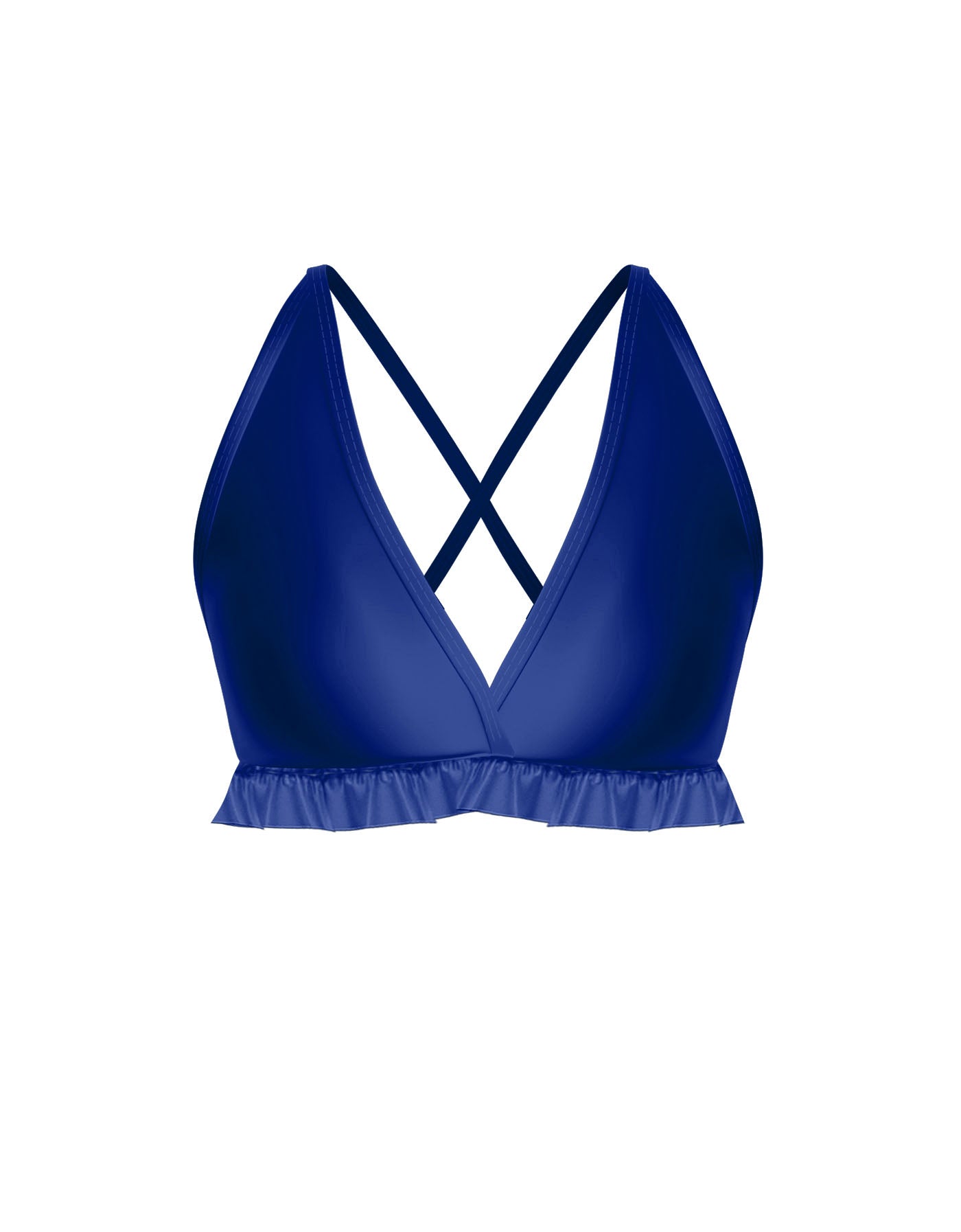 Solid Lycra V Bra with Ruffles