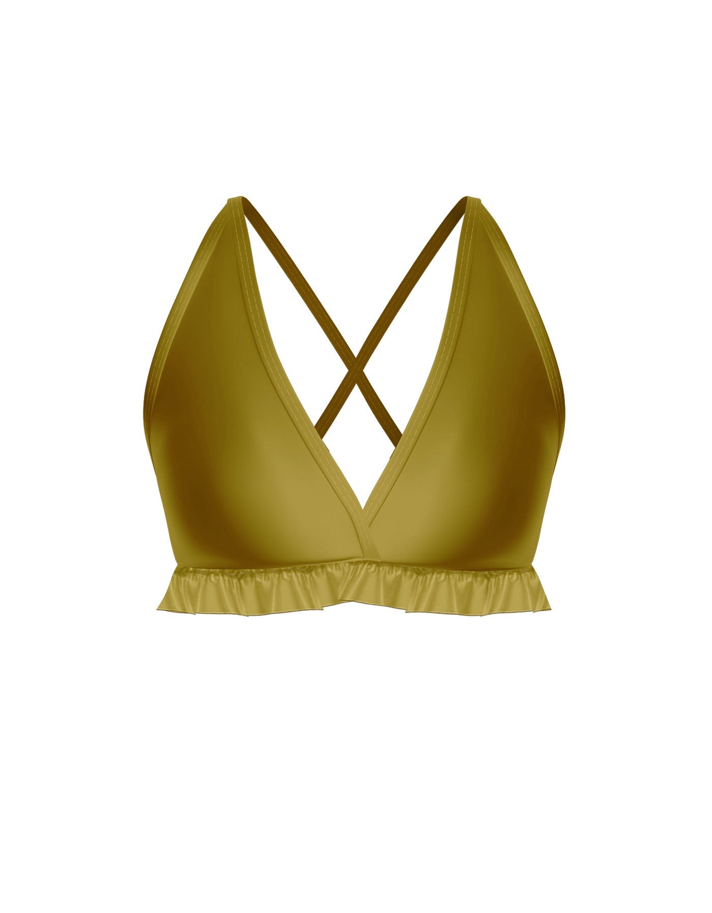 Solid Lycra V Bra with Ruffles