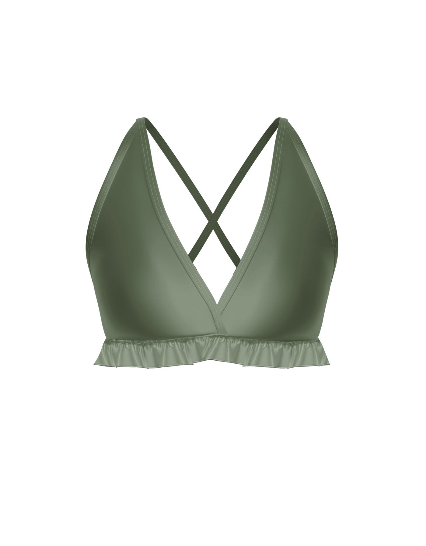 Solid Lycra V Bra with Ruffles