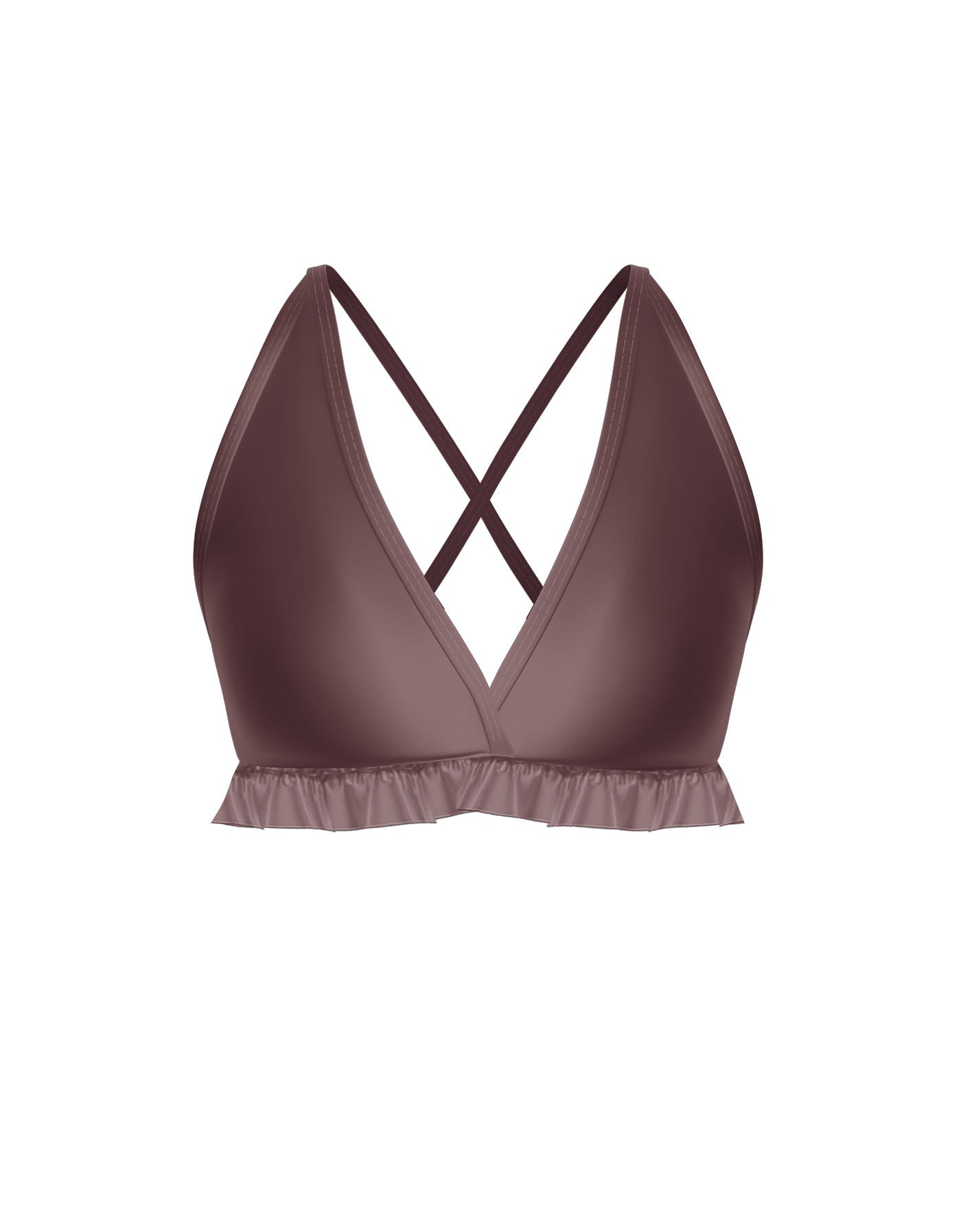 Solid Lycra V Bra with Ruffles