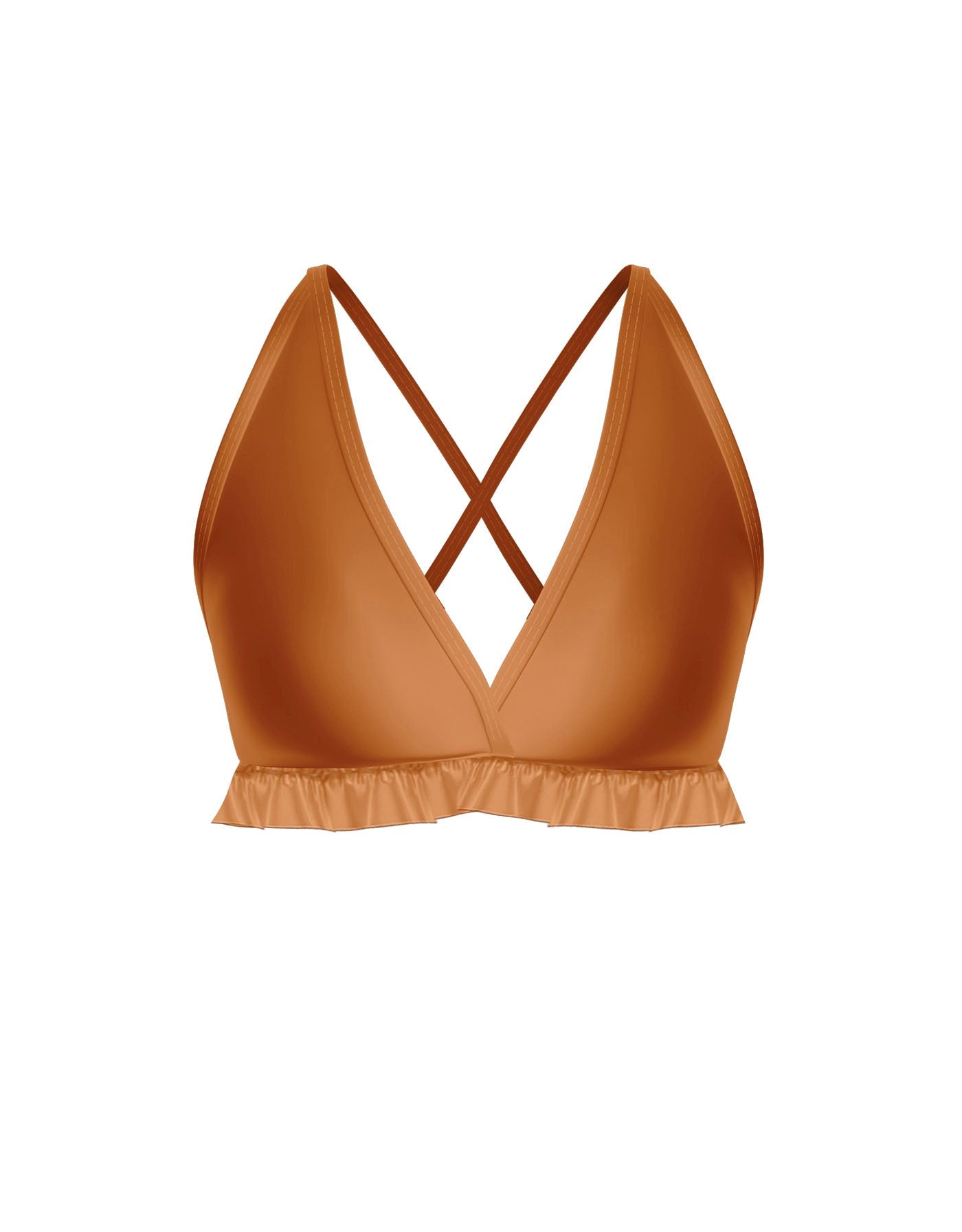 Solid Lycra V Bra with Ruffles