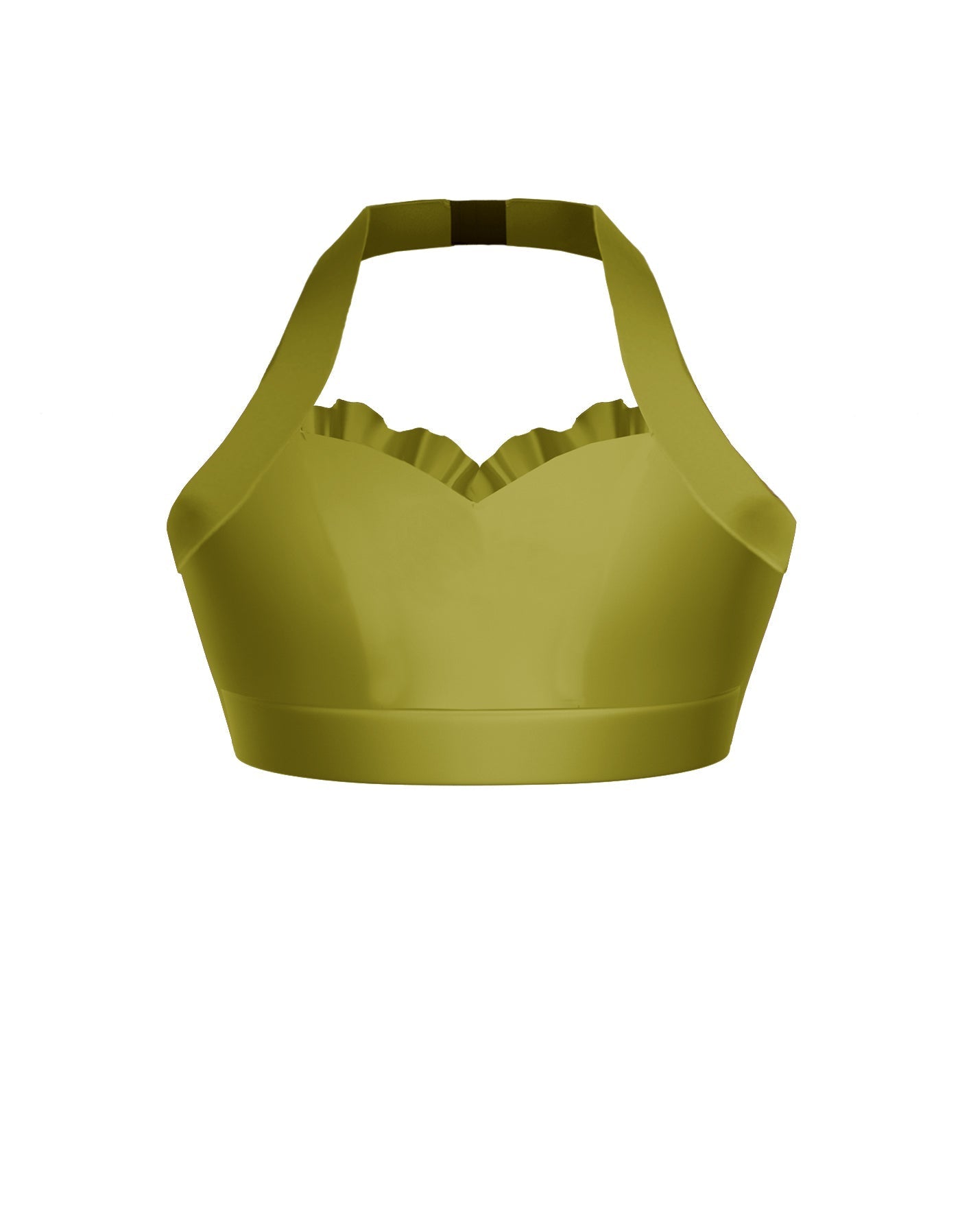 Solid Lycra Halter Sweetheart Bra with Ruffle