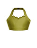 Solid Lycra Halter Sweetheart Bra with Ruffle