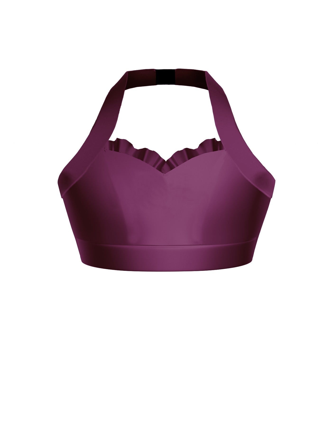 Solid Lycra Halter Sweetheart Bra with Ruffle