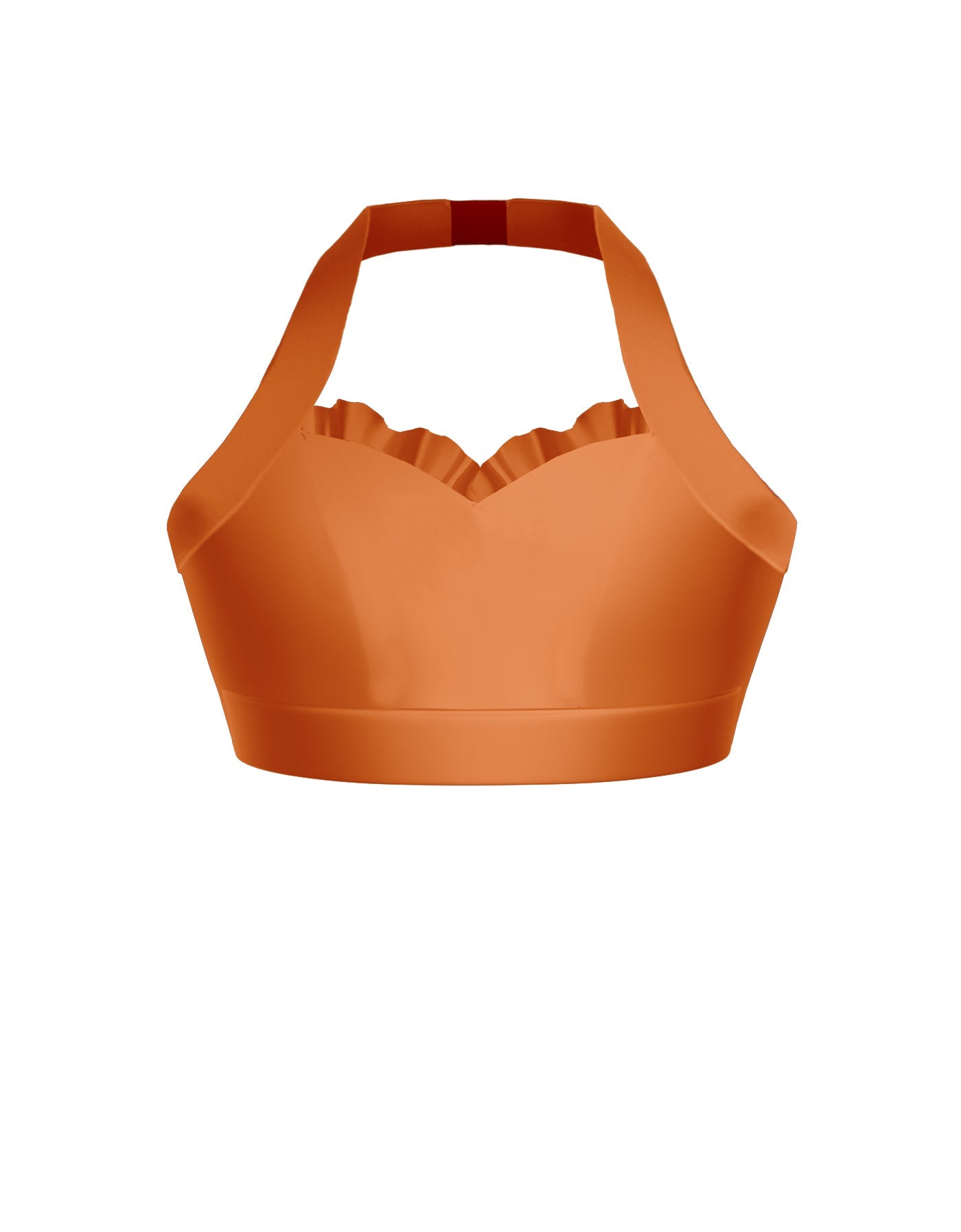 Solid Lycra Halter Sweetheart Bra with Ruffle