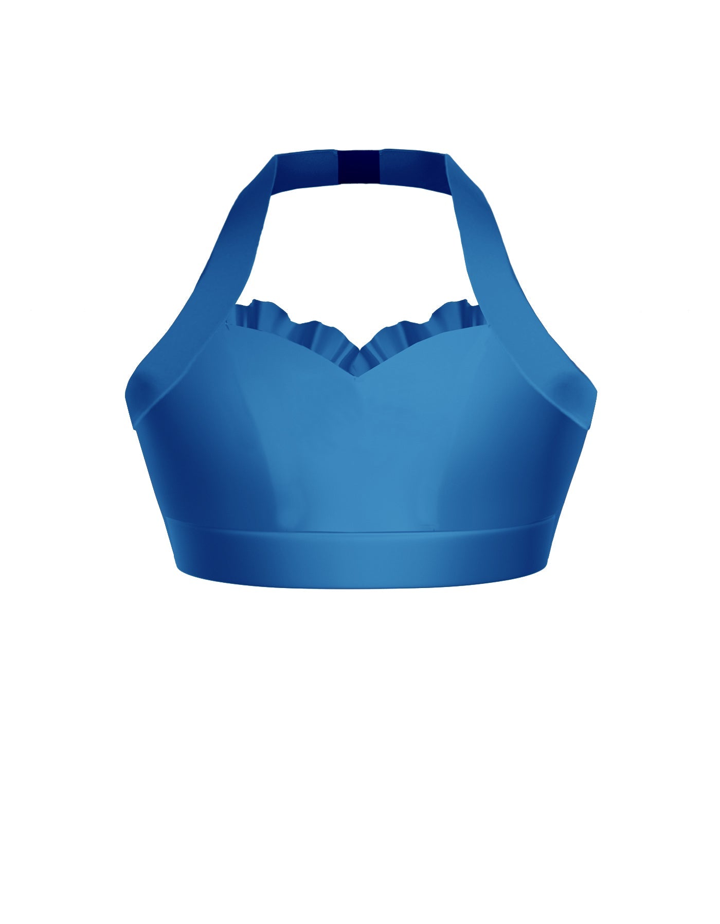 Solid Lycra Halter Sweetheart Bra with Ruffle