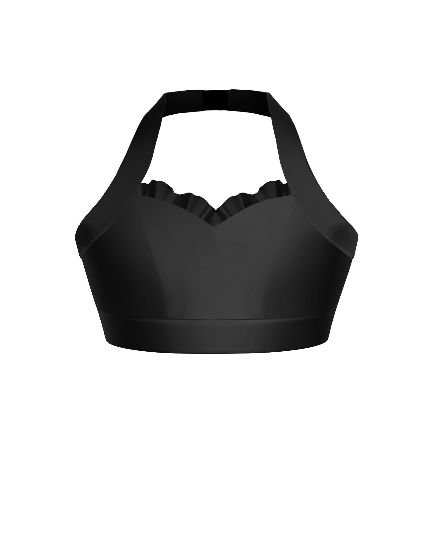 Solid Lycra Halter Sweetheart Bra with Ruffle