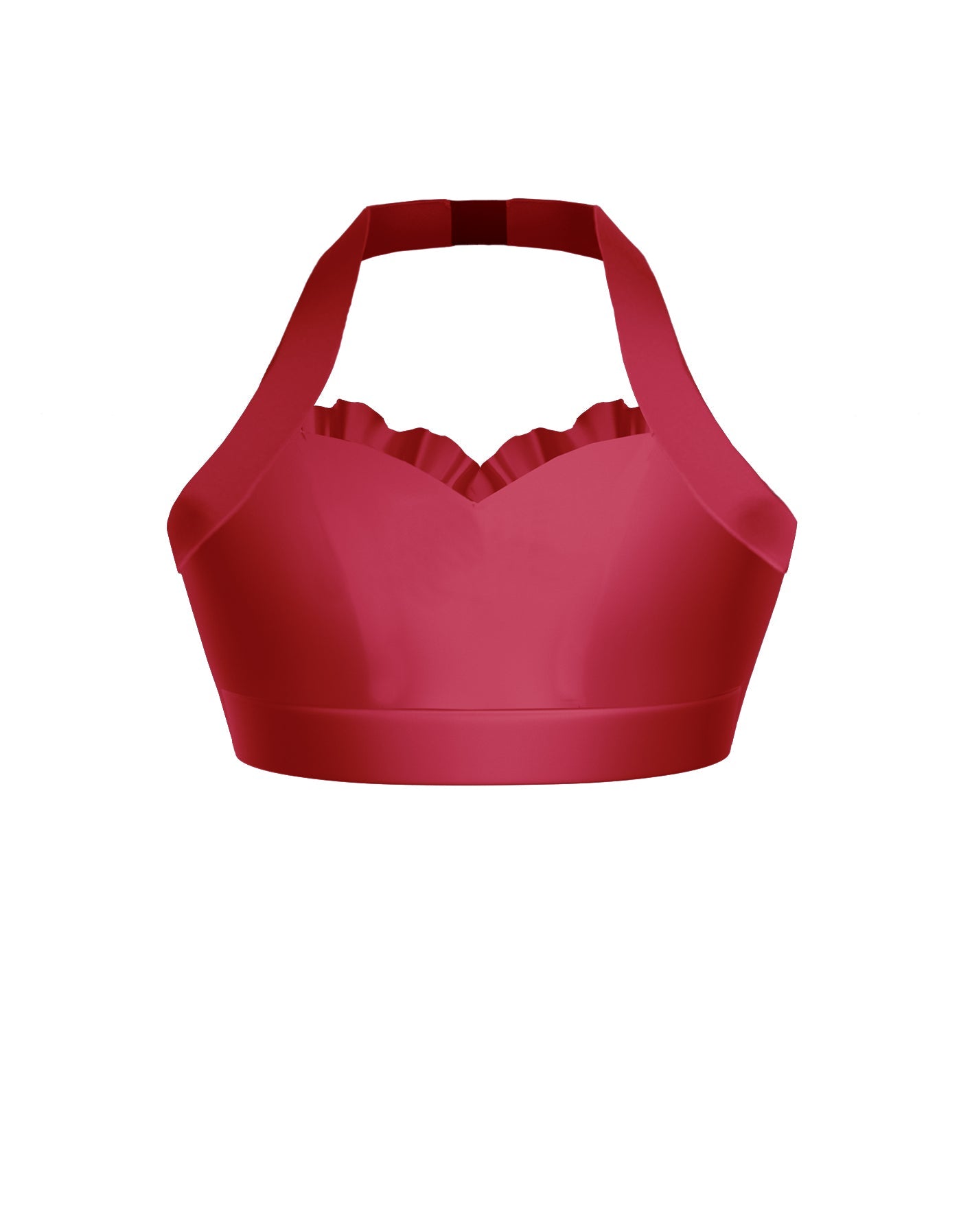 Solid Lycra Halter Sweetheart Bra with Ruffle